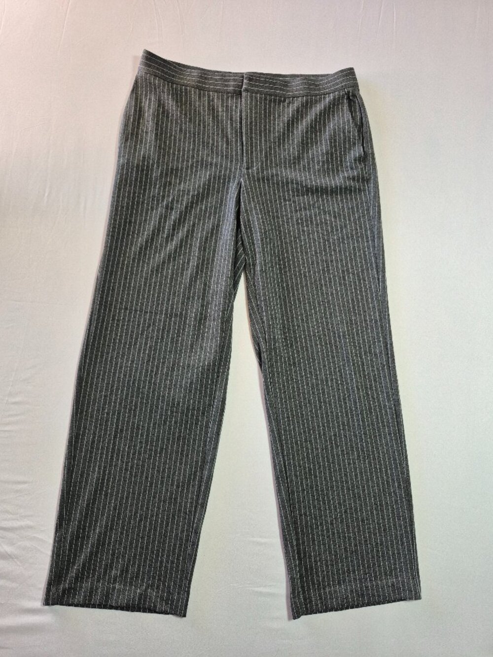 J.Jill Wearever Collection Gray Pinstripe Wide Leg Pants Womens Size L